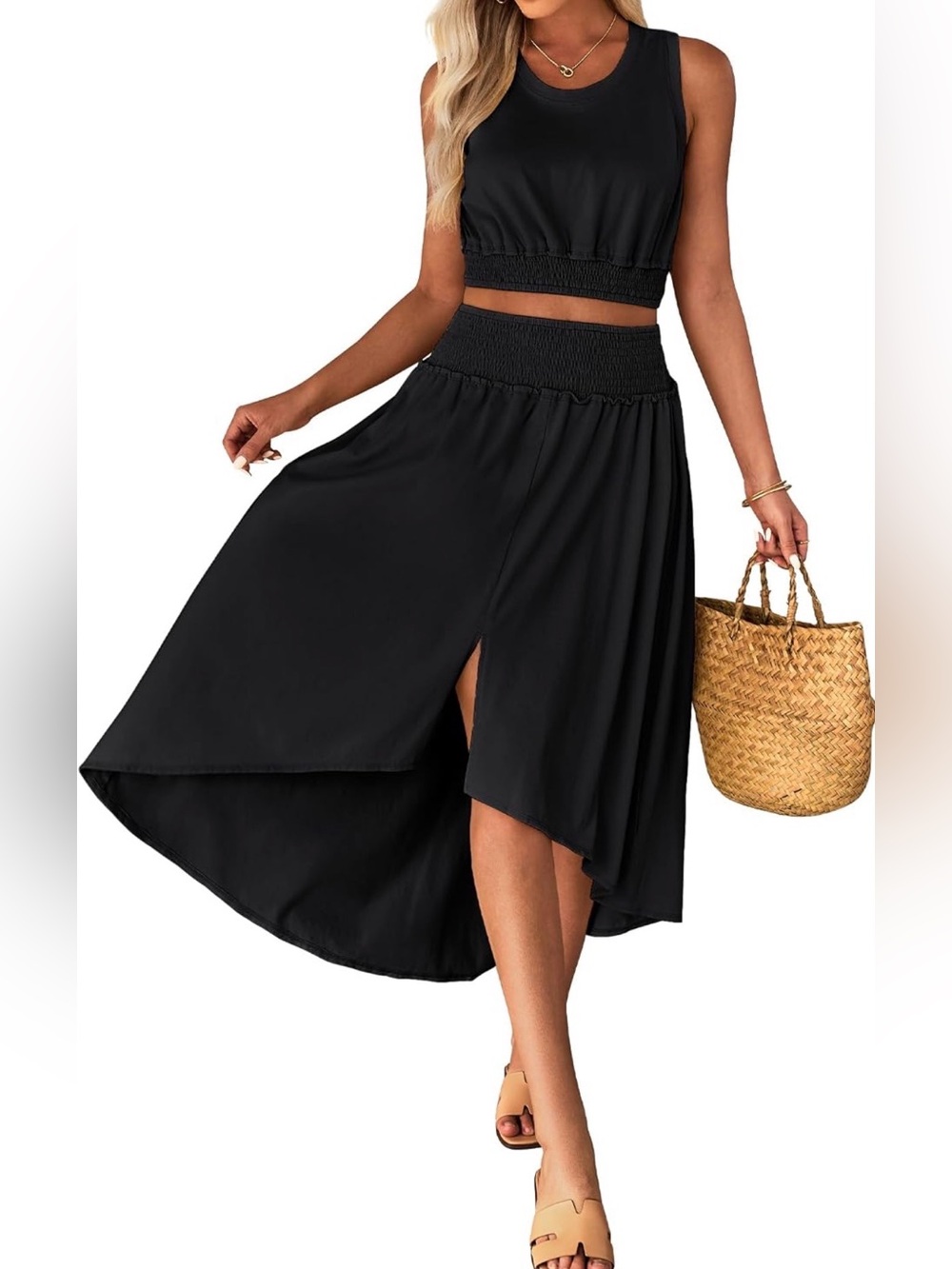 2 Piece Skirt Crop Top Black L Large Luvmania Brand NEW - Picture 8 of 14